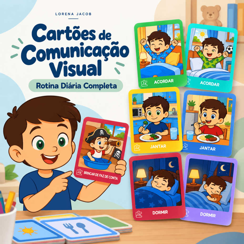 Cartões de Comunicação Visual para Meninos - Rotina Diária Completa